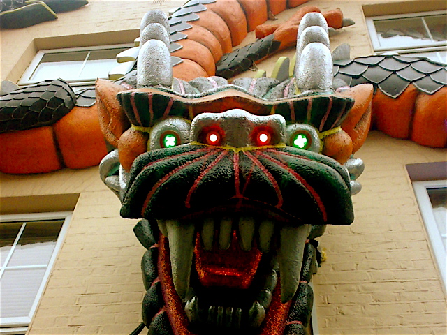 Dragon above food place in Camden